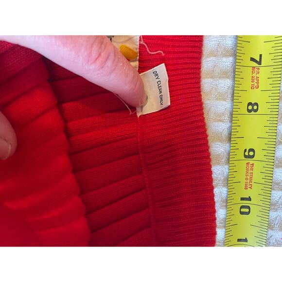 VTG Liz Claiborne Grandma Labs Wool Blend Red Ribbed Button Up Midi Skirt Medium - Picture 9 of 9